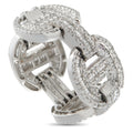 18K white gold diamond ring with interlocking oval links