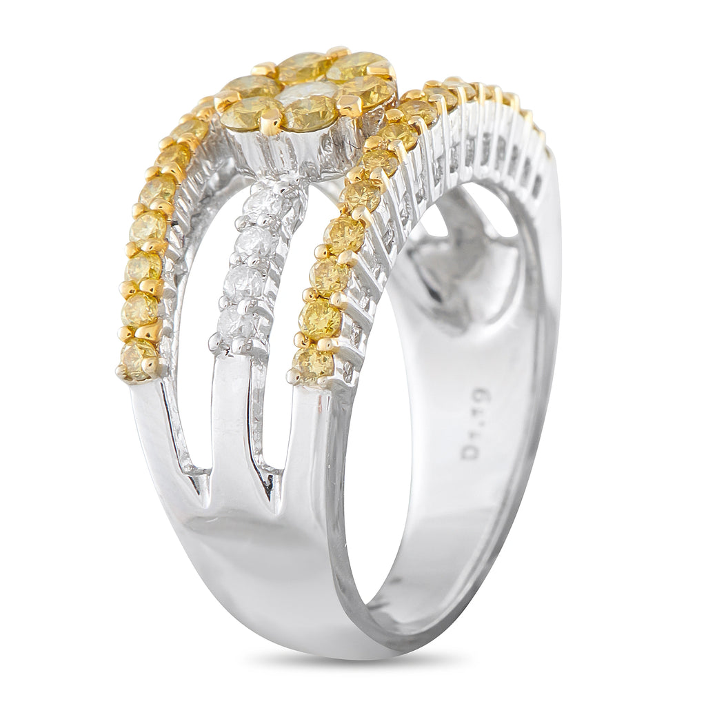 18K White Gold 1.10ct Fancy Yellow and White Diamond Ring
