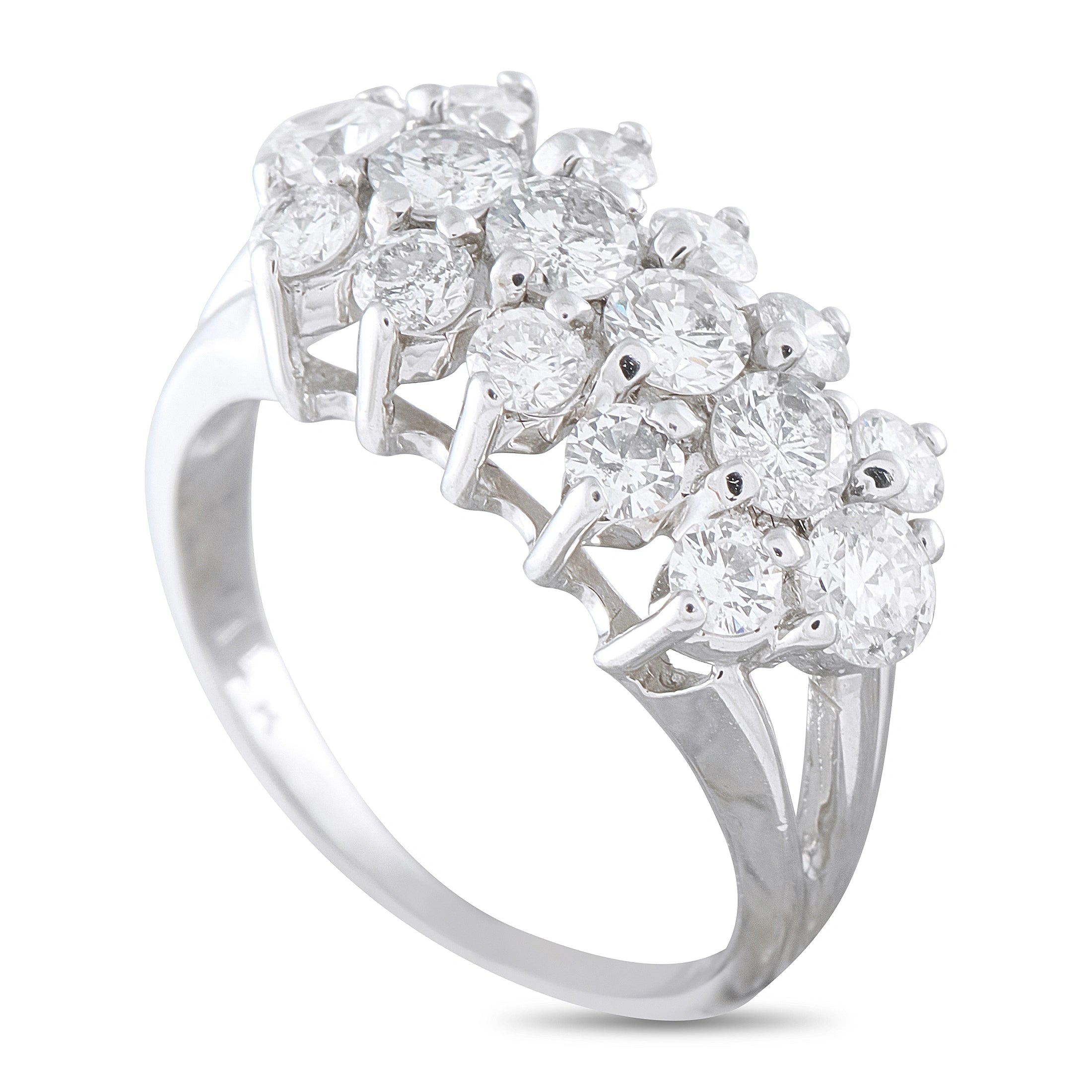 18K White Gold 2.0ct Diamond Cluster Ring