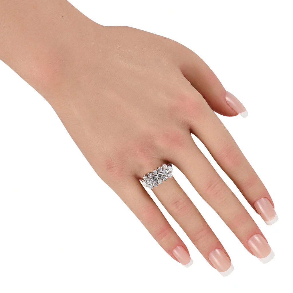18K White Gold 2.0ct Diamond Cluster Ring