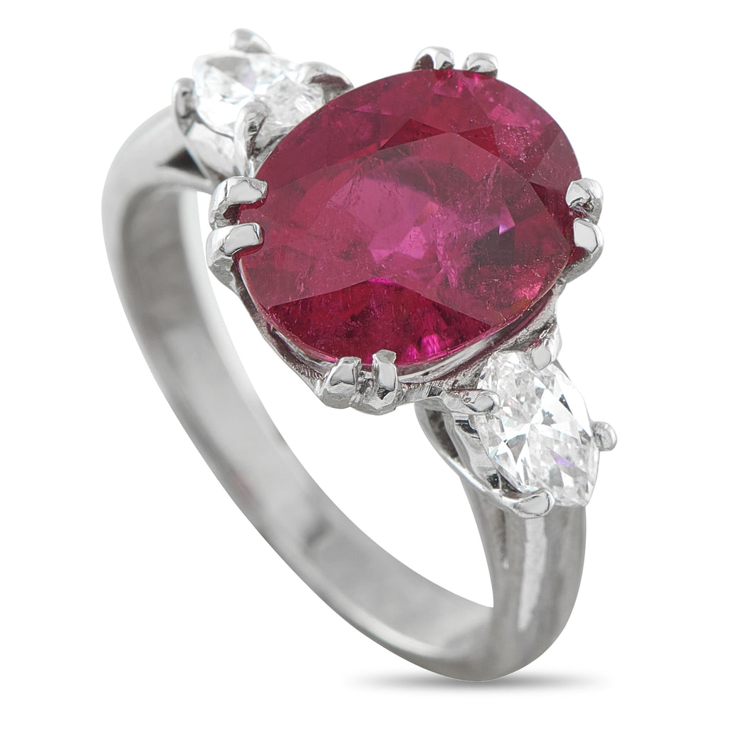 18K White Gold 0.50ct Diamond and Rubellite Ring