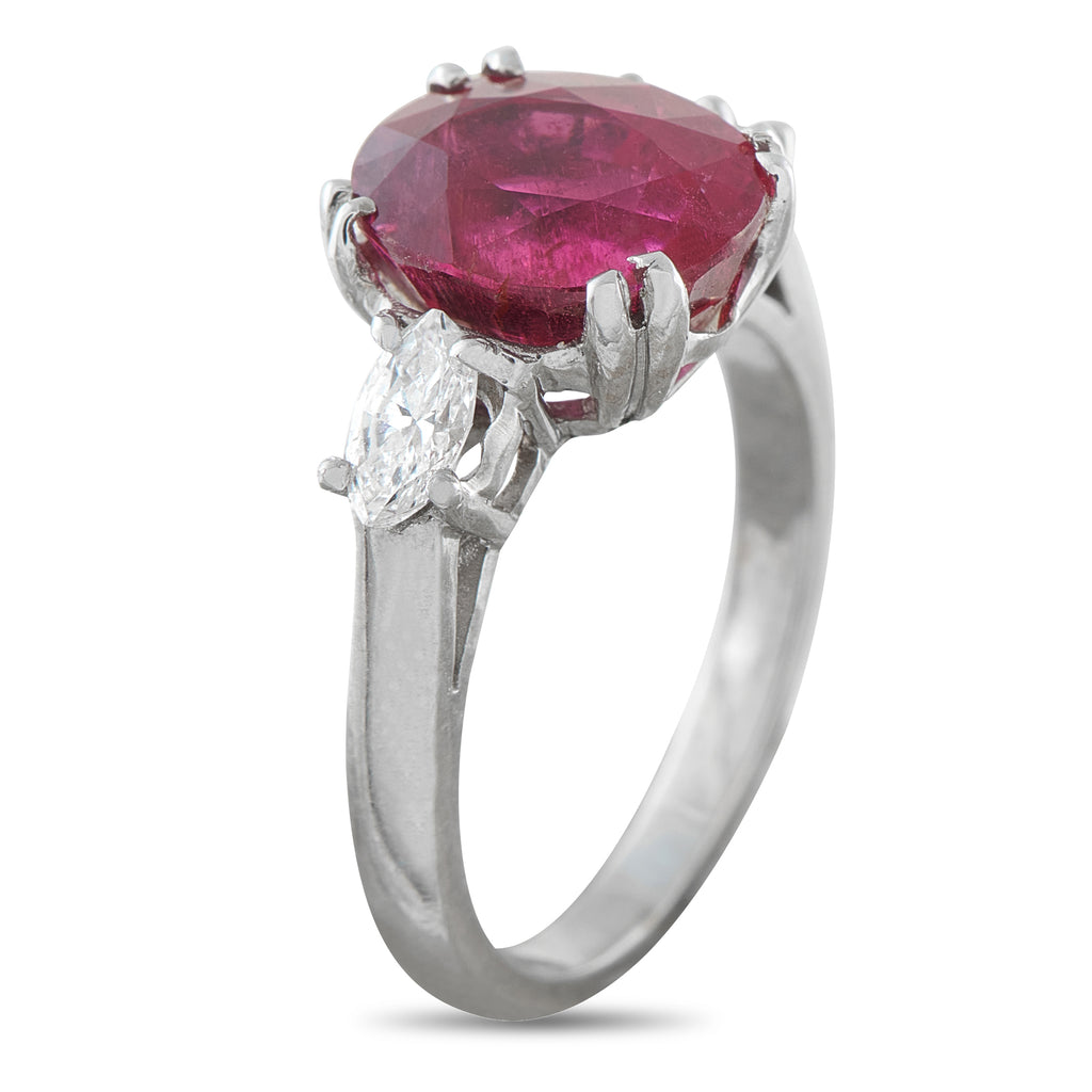 18K White Gold 0.50ct Diamond and Rubellite Ring