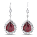 18K White Gold 2.50ct Diamond and Rubellite Earrings