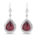 18K White Gold 2.50ct Diamond and Rubellite Earrings