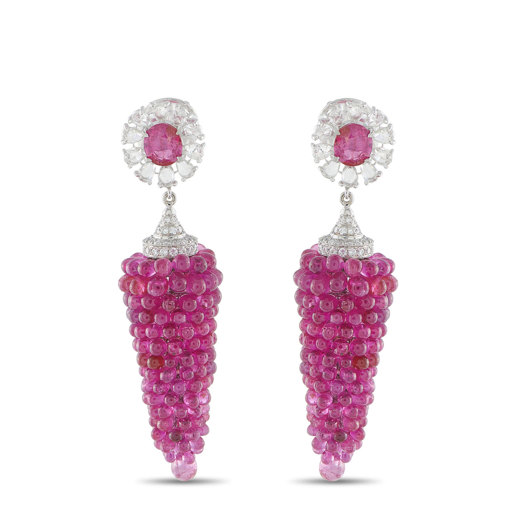 18K White Gold 1.50ct Diamond and Ruby Earrings