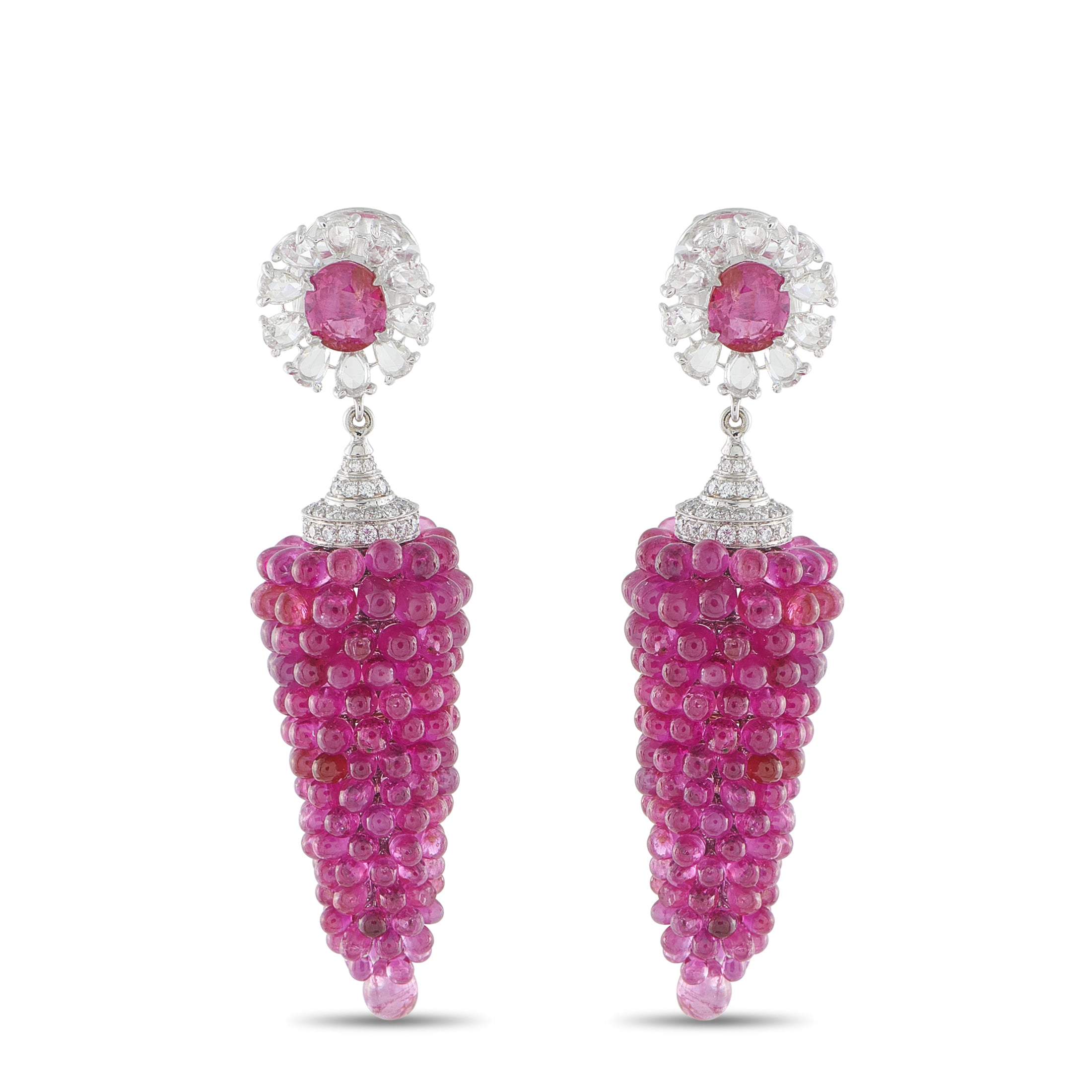 18K White Gold 1.50ct Diamond and Ruby Earrings