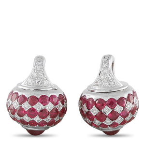 18K White Gold 0.36ct Diamond and Ruby Drop Earrings