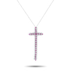 Exclusive 18K White Gold 0.75ct Diamond and Ruby Cross Necklace MF01-082725 – This breathtaking necklace offers a luxurious w