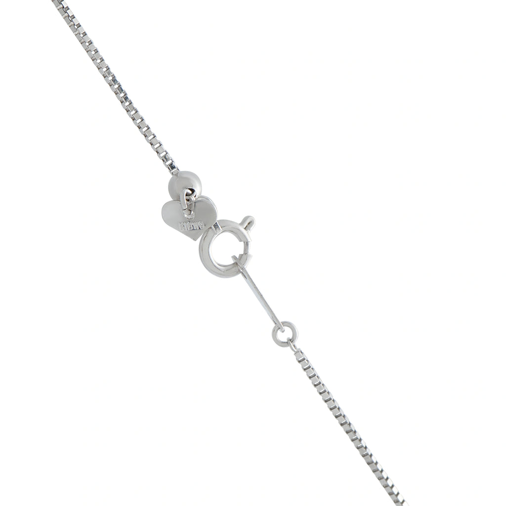 White gold heart pendant bail with clasp and diamond-studded chain link
