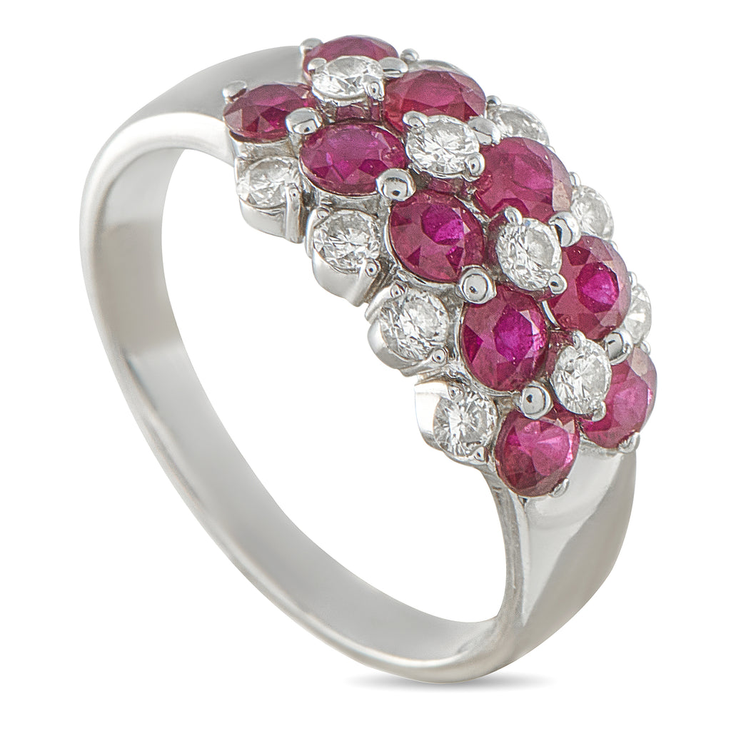 18K White Gold 0.56ct Diamond and Ruby Ring