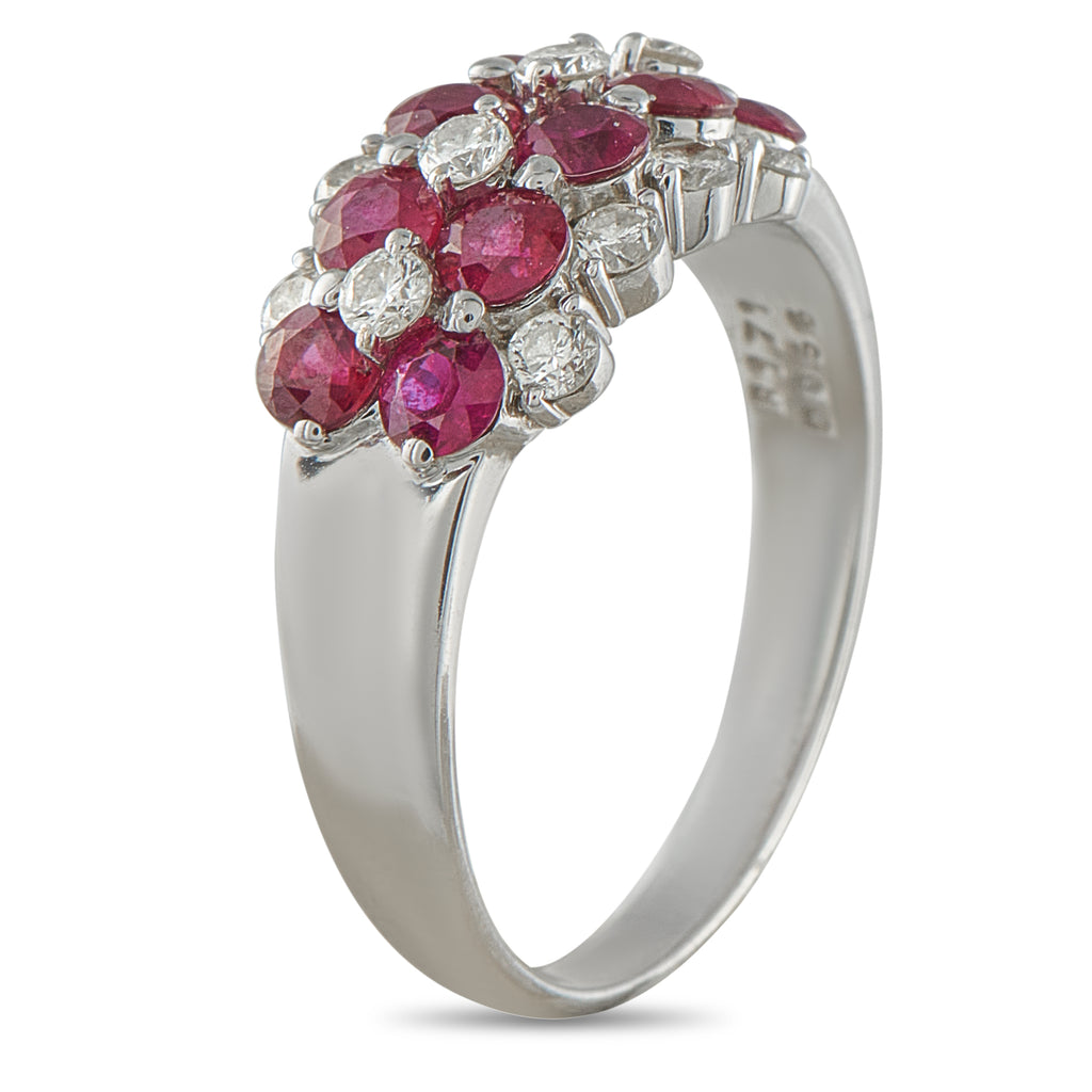 18K White Gold 0.56ct Diamond and Ruby Ring