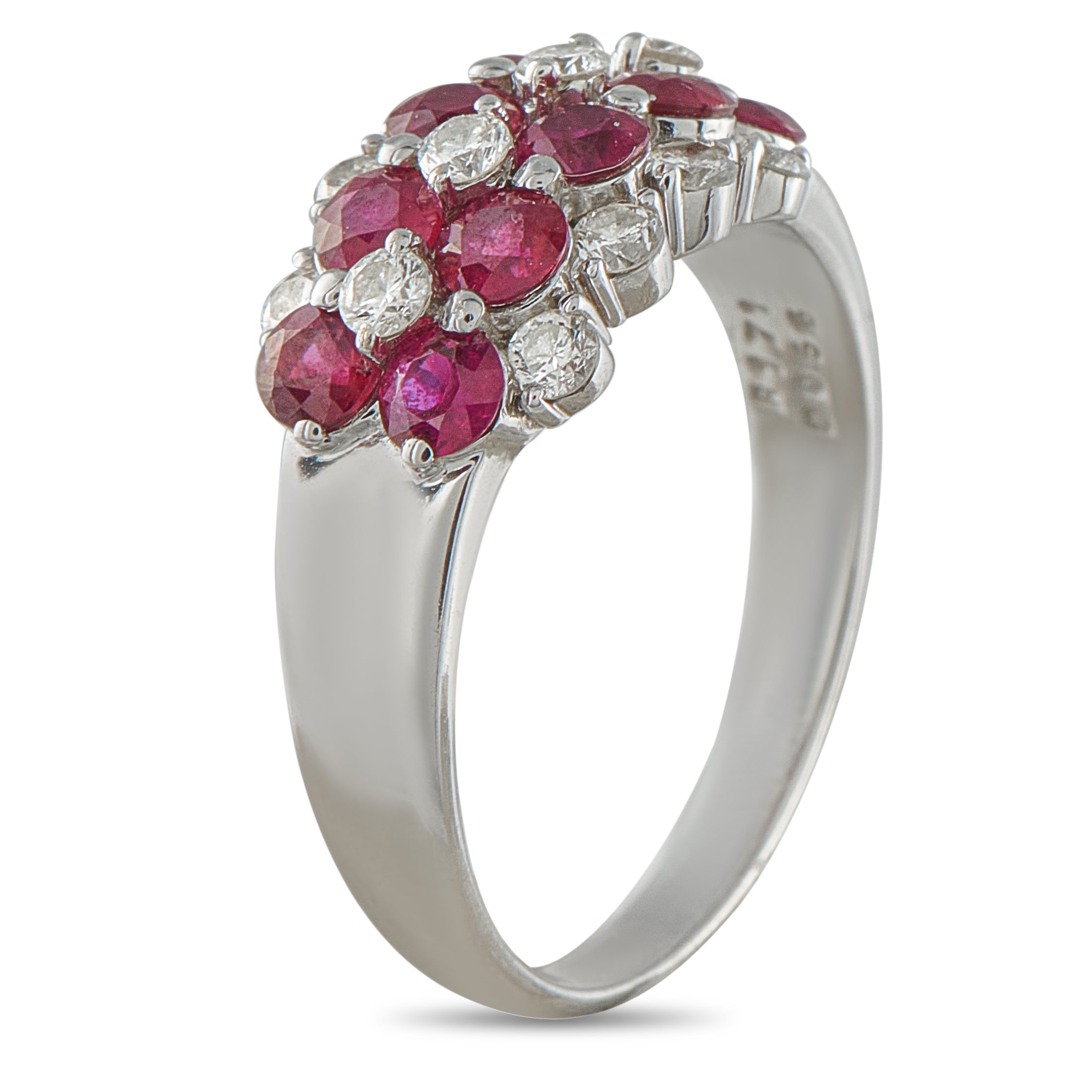 18K White Gold 0.56ct Diamond and Ruby Ring