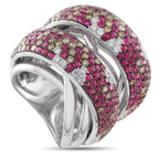 18K White Gold 1.70 ct Diamond and 3.84 ct Ruby Double Band