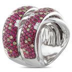 18K White Gold 1.70 ct Diamond and 3.84 ct Ruby Double Band