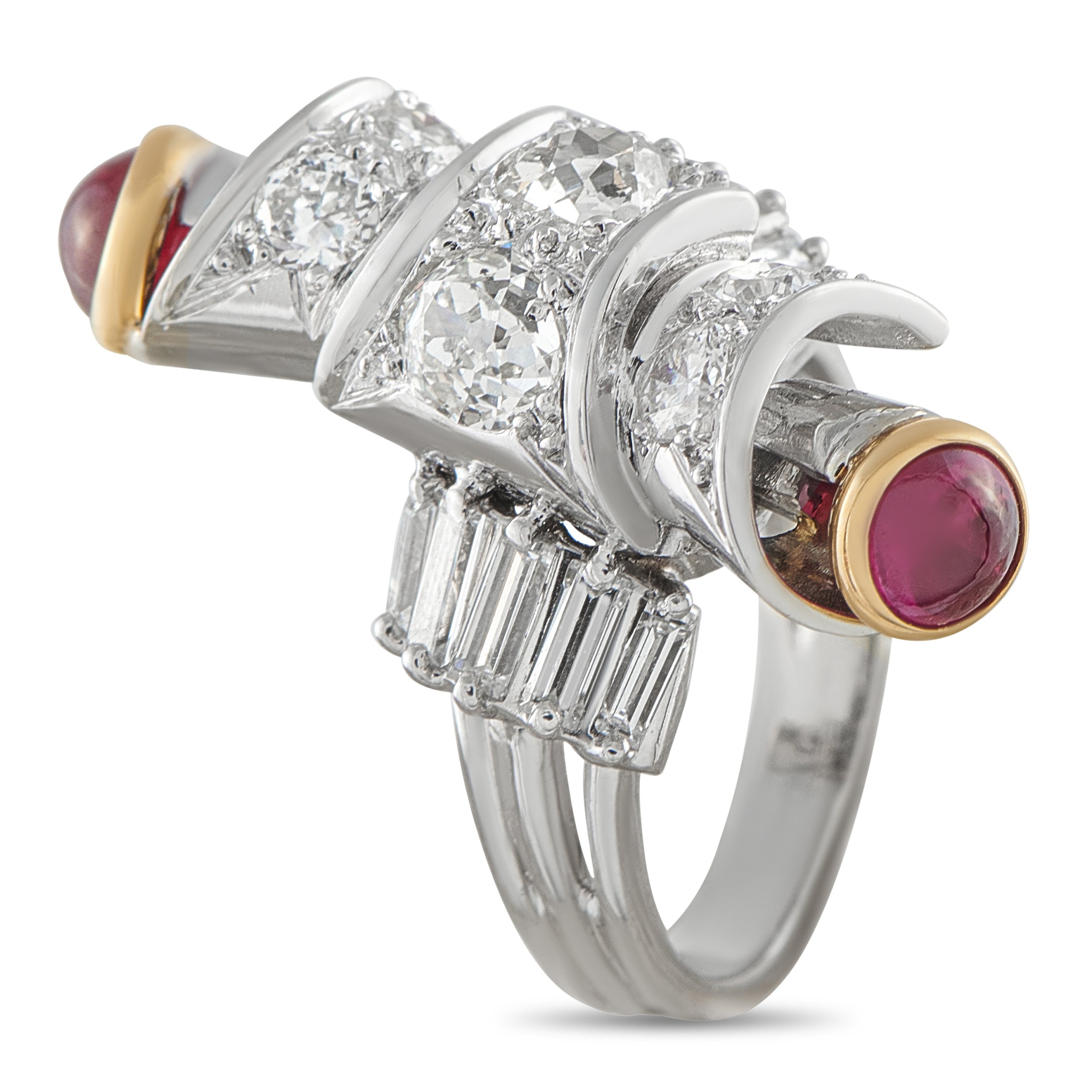 18K White Gold 2.50ct Diamond and Ruby Ring
