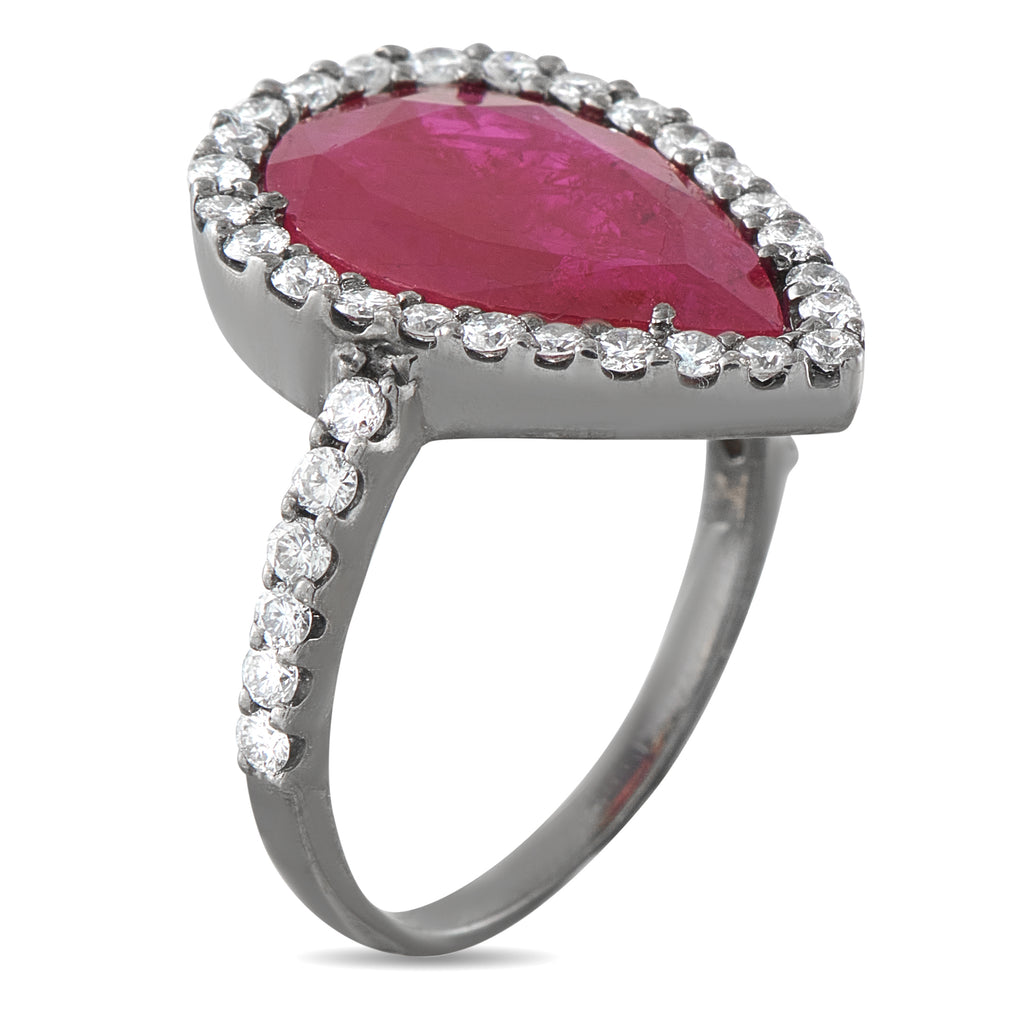 18K White Gold 0.57ct Diamond and Ruby Ring