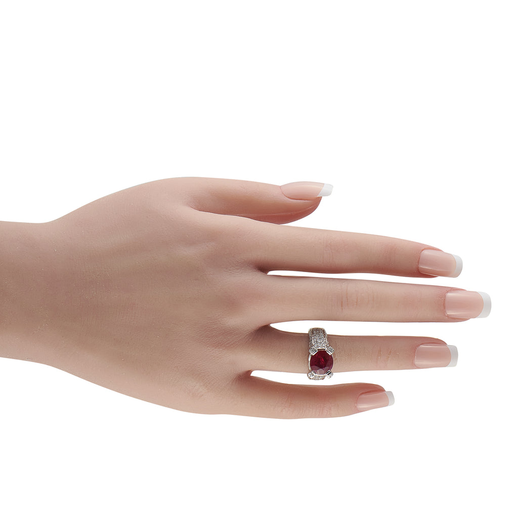 18K White Gold Diamond and Ruby Ring