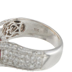 18K White Gold Diamond and Ruby Ring