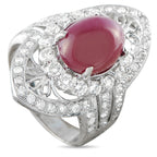 18K White Gold 1.10ct Diamond and Ruby Cocktail Ring