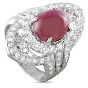 18K White Gold 1.10ct Diamond and Ruby Cocktail Ring