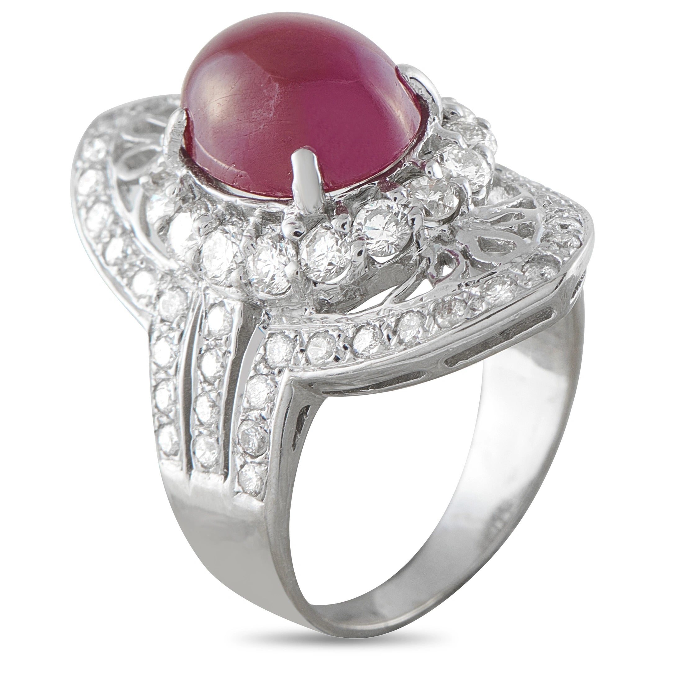 18K White Gold 1.10ct Diamond and Ruby Cocktail Ring