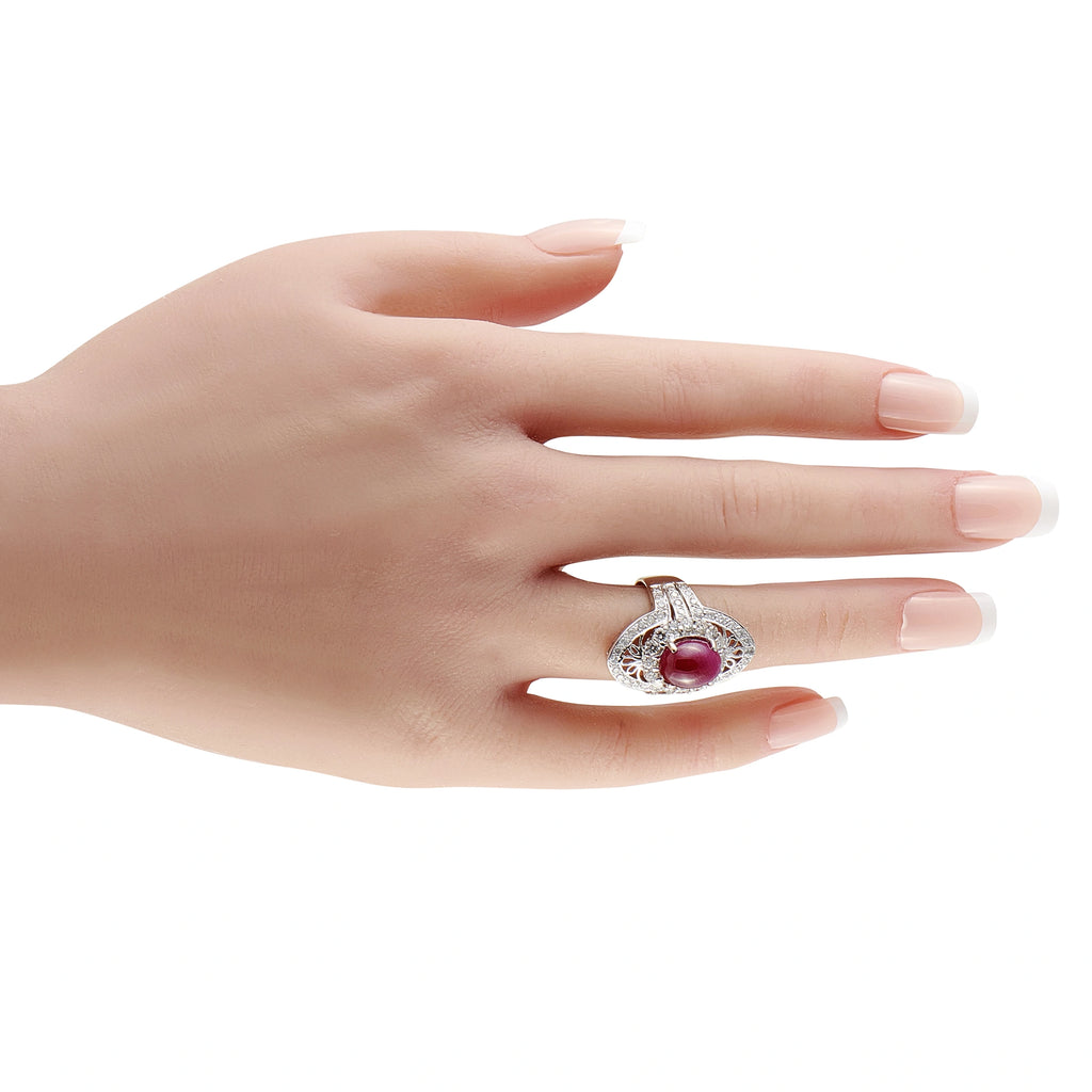 18K White Gold 1.10ct Diamond and Ruby Cocktail Ring