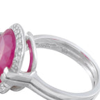 18K White Gold 0.22ct Diamond Ruby Halo Ring