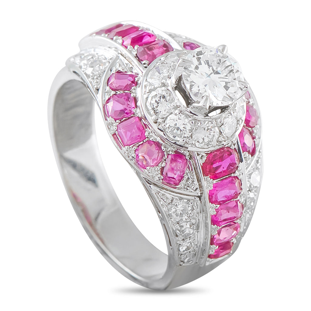 18K White Gold 1.47ct Diamond and Ruby Ring