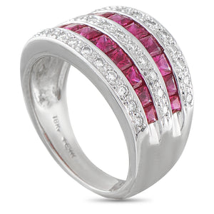 18K White Gold 0.46ct Diamond and Ruby Ring
