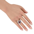 18K White Gold 0.88ct Diamond, Ruby and Sapphire Geometric Cocktail Ring