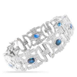 18K White Gold 4.50ct Diamond and Sapphire Bracelet