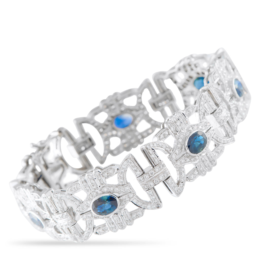 18K White Gold 4.50ct Diamond and Sapphire Bracelet