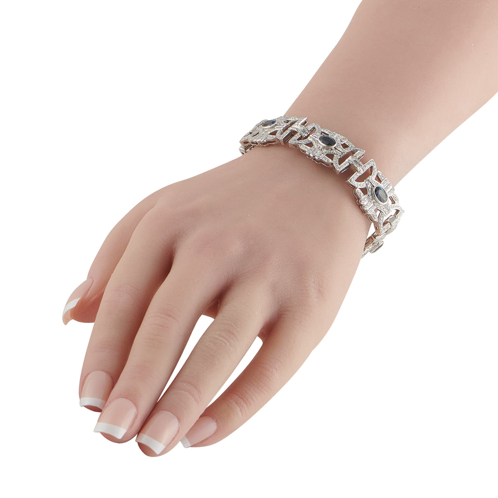 18K White Gold 4.50ct Diamond and Sapphire Bracelet