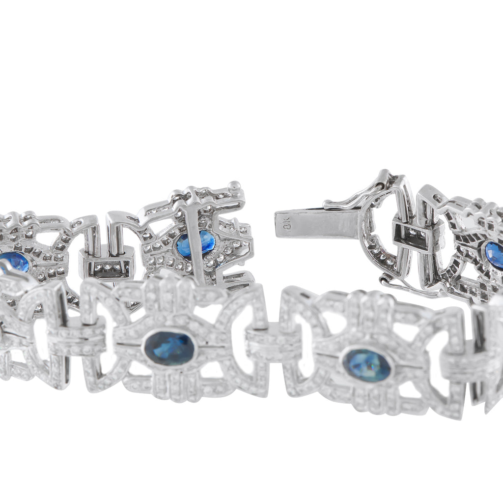18K White Gold 4.50ct Diamond and Sapphire Bracelet