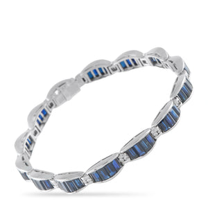 18K White Gold 0.45ct Diamond and Sapphire Bracelet