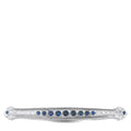 18K white gold Art Deco bar brooch with diamonds and blue sapphires
