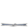 18K white gold art deco bow brooch with diamond border and blue sapphire inlays
