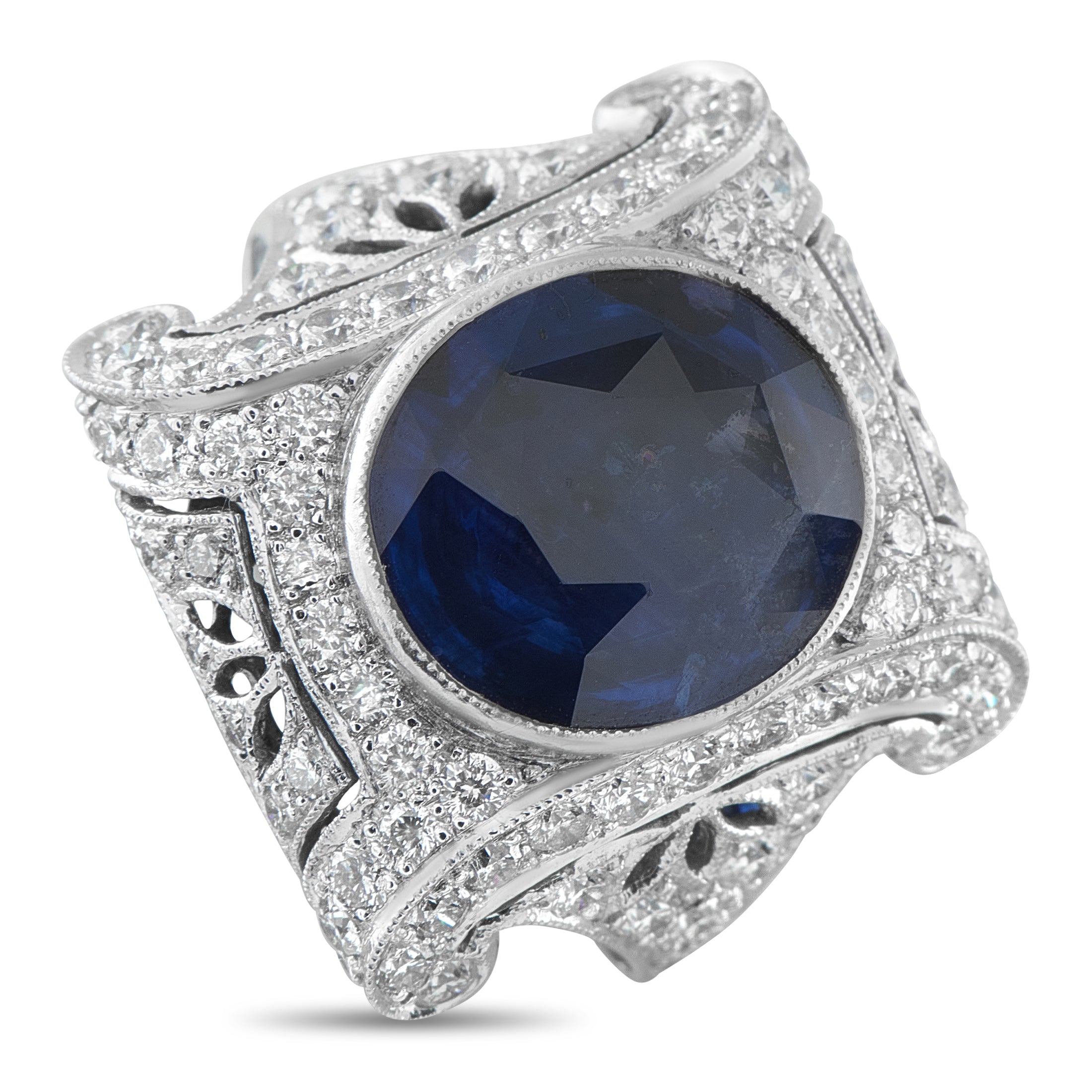 18K White Gold 1.50ct Diamond and Sapphire Ring