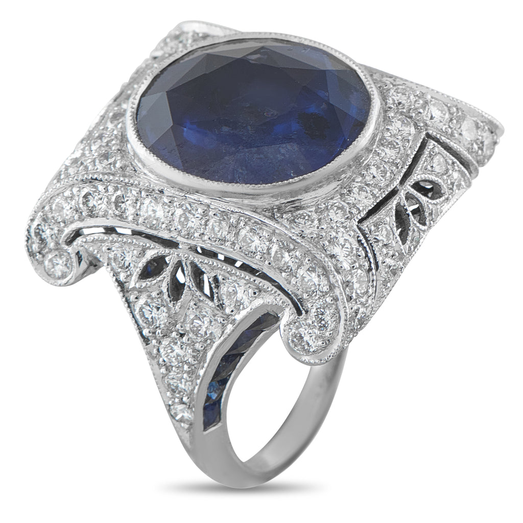 18K White Gold 1.50ct Diamond and Sapphire Ring
