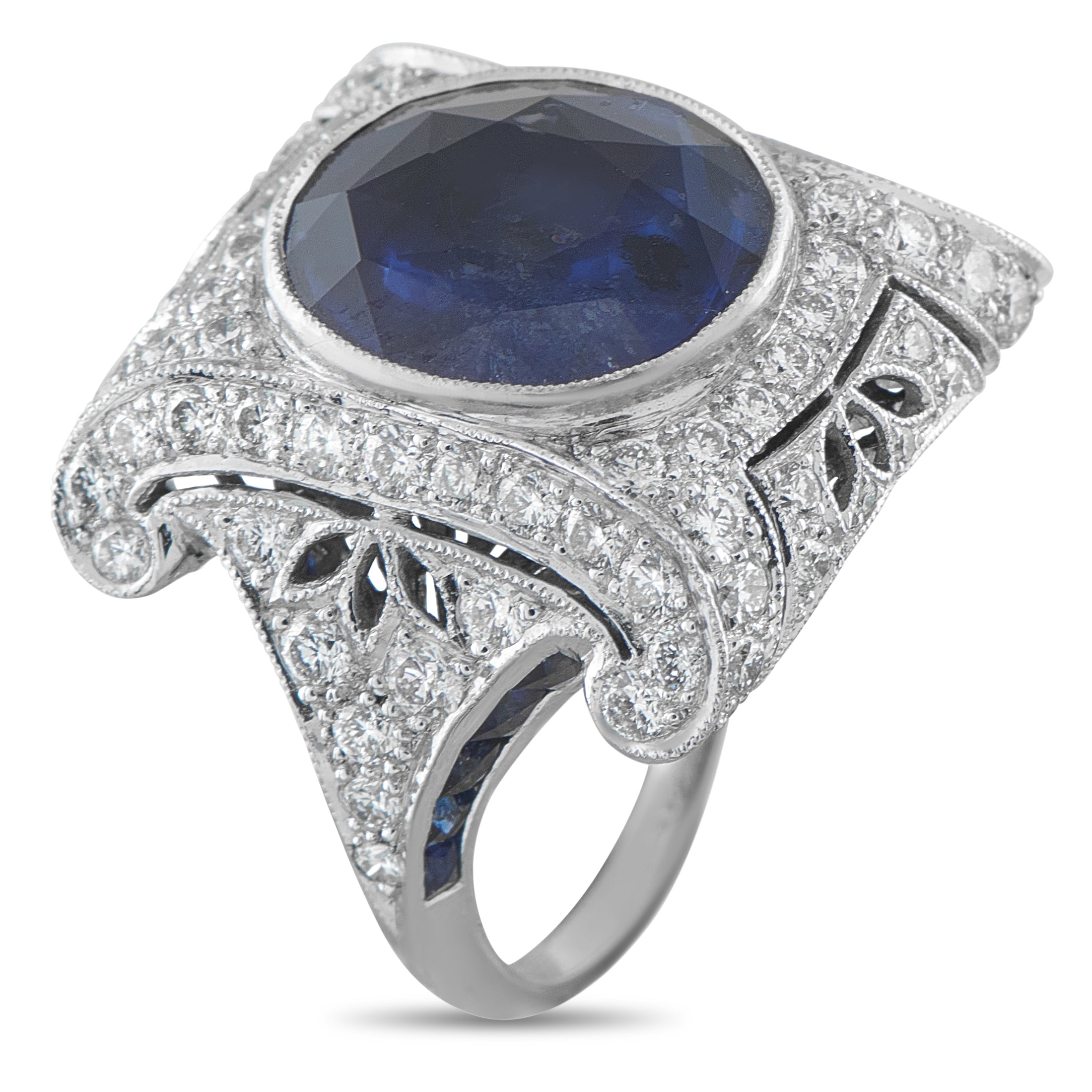 18K White Gold 1.50ct Diamond and Sapphire Ring