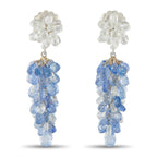 18K White Gold 5.0ct Diamond and Sapphire Dangle Earrings