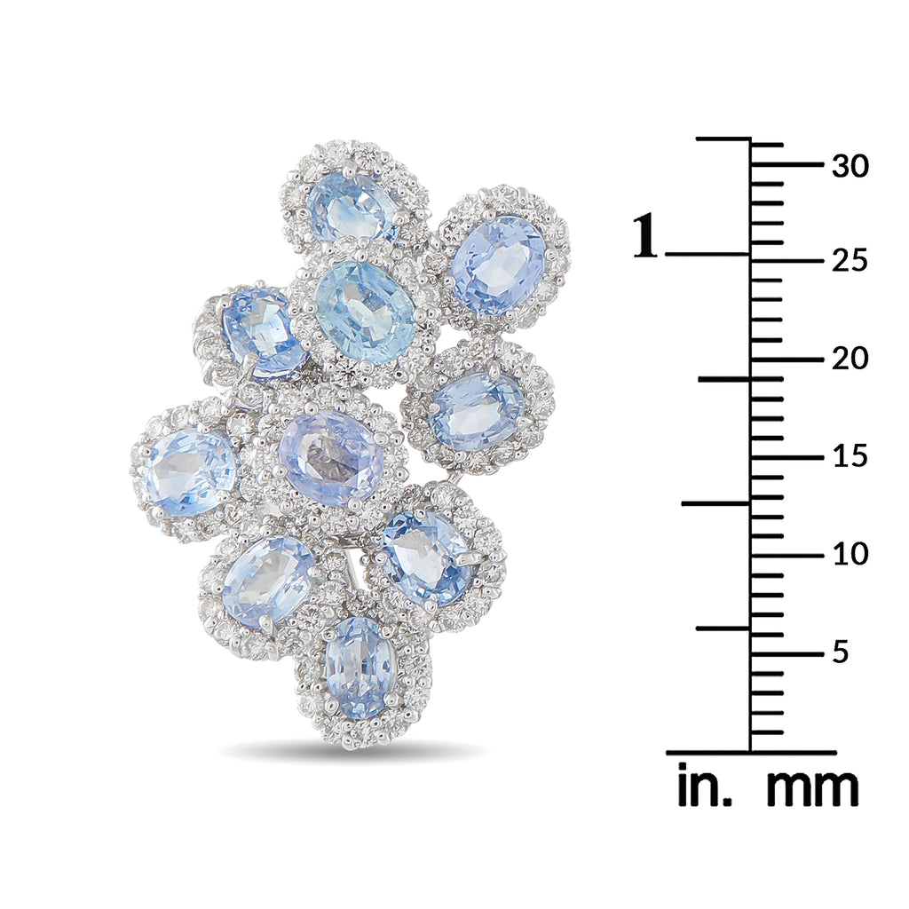 18K White Gold 3.0ct Diamond and Sapphire Clip-On Earrings