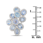 18K White Gold 3.0ct Diamond and Sapphire Clip-On Earrings