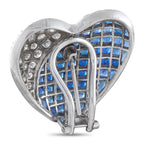 18K White Gold 1.75ct Diamond and Sapphire Heart Clip-On Earrings