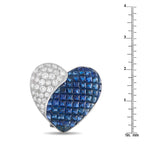 18K White Gold 1.75ct Diamond and Sapphire Heart Clip