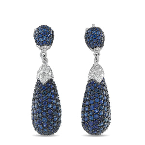18K White Gold 0.40ct Diamond and Sapphire Drop Earrings