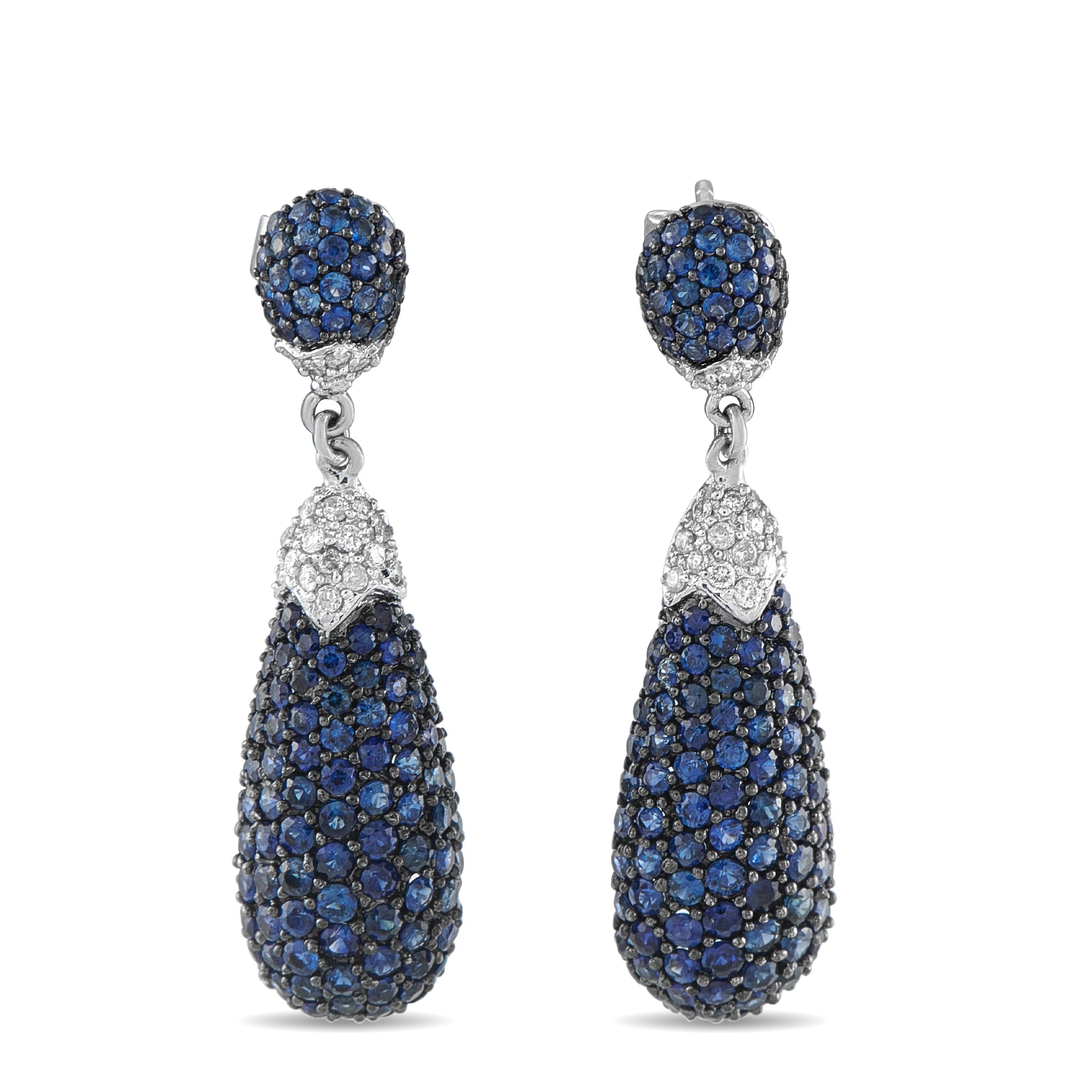 18K White Gold 0.40ct Diamond and Sapphire Drop Earrings