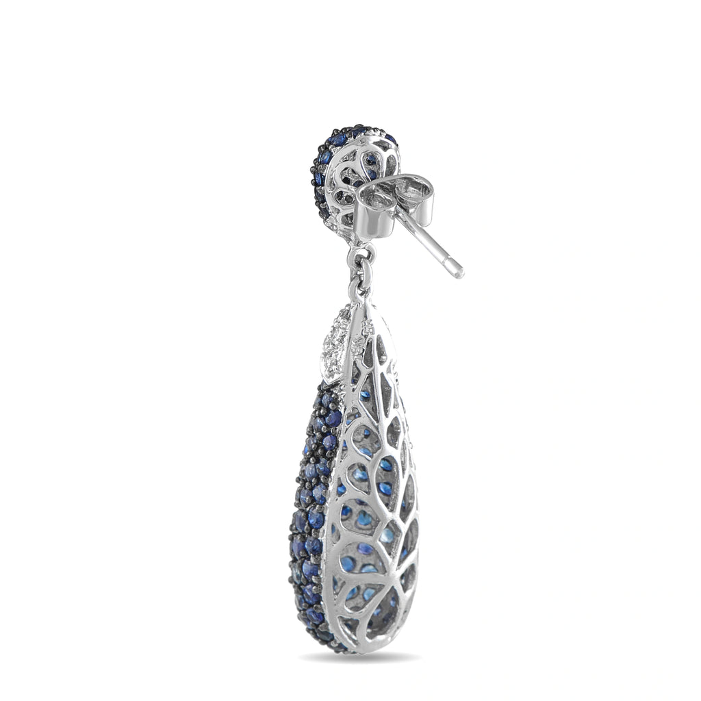18K White Gold 0.40ct Diamond and Sapphire Drop Earrings