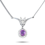 Exclusive 18K White Gold 0.64ct Diamond and Sapphire Necklace MF13-061625 – This necklace is nothing short of breathtaking