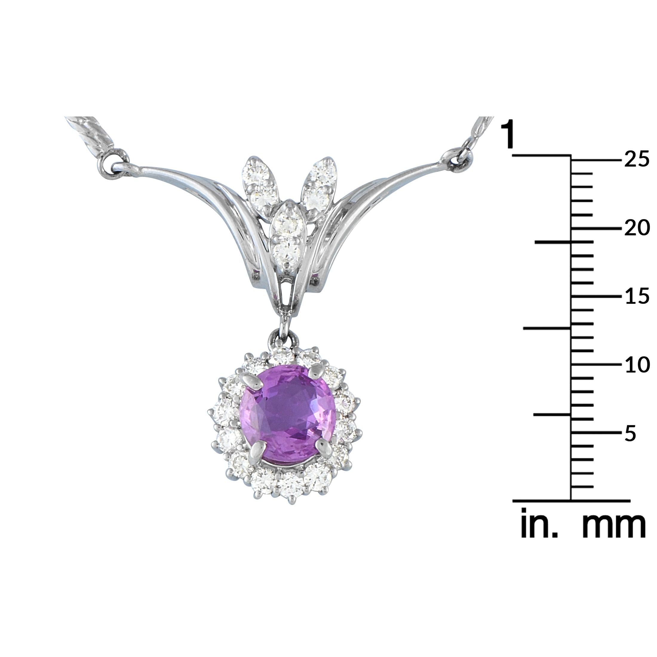 Exclusive 18K White Gold 0.64ct Diamond and Sapphire Necklace